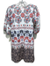 Oliphant Size S White, Red & Blue Cotton Floral Short Puff Sleeve Pocketed Dress White, Red & Blue / S