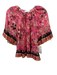 Ulla Johnson Size 4 Pink & Beige Cotton Blend Floral Short Flutter Sleeve Top Pink & Beige / 4