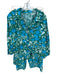 Mersea Size L Green, Blue & White Cotton Floral Long Sleeve Lounge Pajamas Green, Blue & White / L