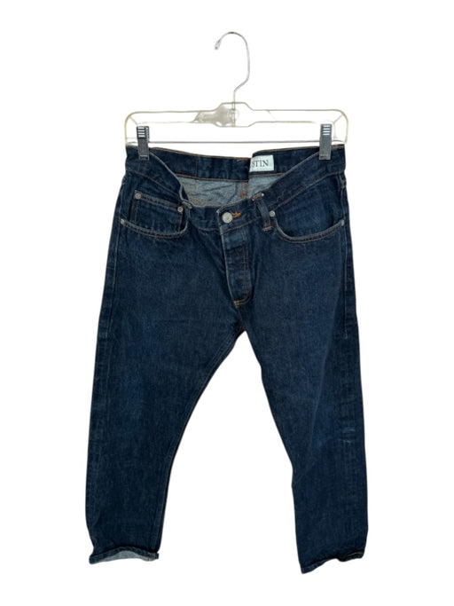 Gustin Size 35 Dark Wash Denim Weave Button Fly Skinny Men's Jeans Dark Wash / 35
