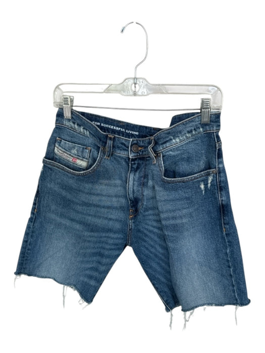 Diesel Size 31 Medium Wash Denim Zip Fly Raw Hem Bermuda Shorts Medium Wash / 31