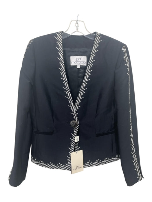 Gai Mattiolo Size M/44 Black & White Cotton & Silk Stitching One Button Jacket Black & White / M/44