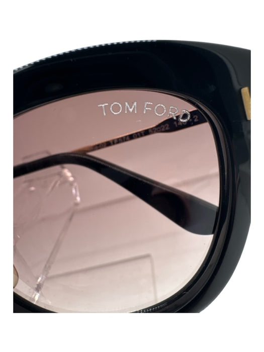 Tom Ford Black & Gold Acetate Gradient Gold Hardware Sunglasses Black & Gold