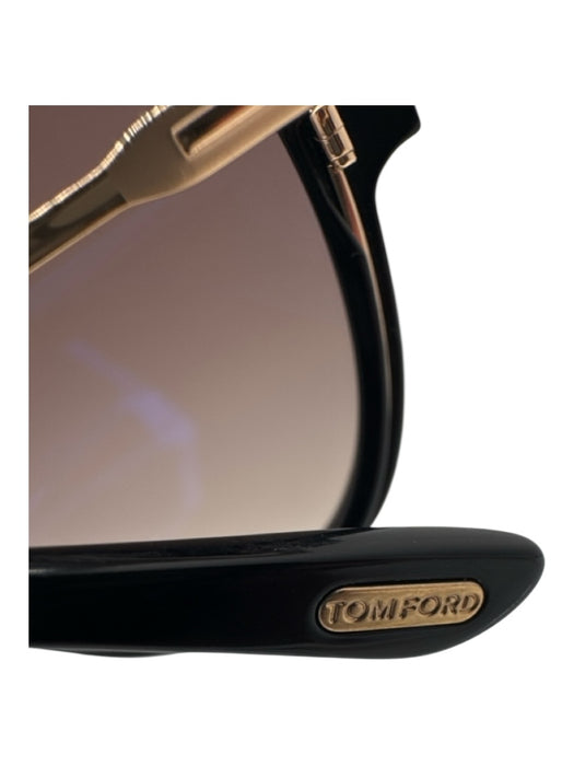 Tom Ford Black & Gold Acetate Gradient Gold Hardware Sunglasses Black & Gold