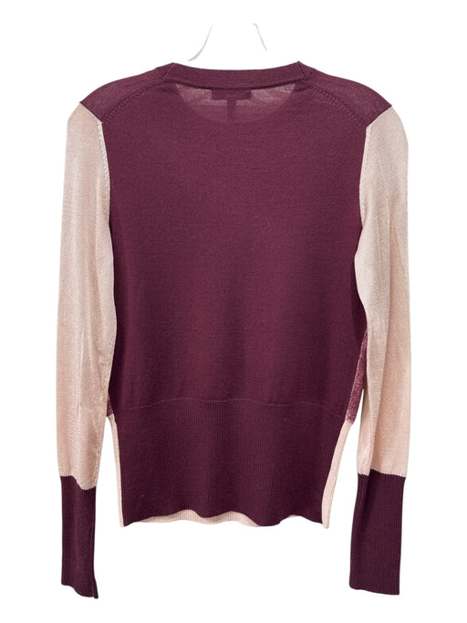 Rag & Bone Size XS Maroon & Peach Wool Blend Colorblock Round Neck Sweater Maroon & Peach / XS