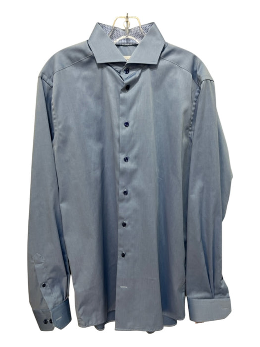 Eton Size 16 Blue Cotton Solid Spread Collar Button Down Men's Long Sleeve Shirt 16