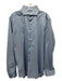 Eton Size 16 Blue Cotton Solid Spread Collar Button Down Men's Long Sleeve Shirt 16