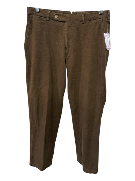 Peter Millar Size 32 Brown Cotton Blend Solid Khakis Men's Pants Brown / 32