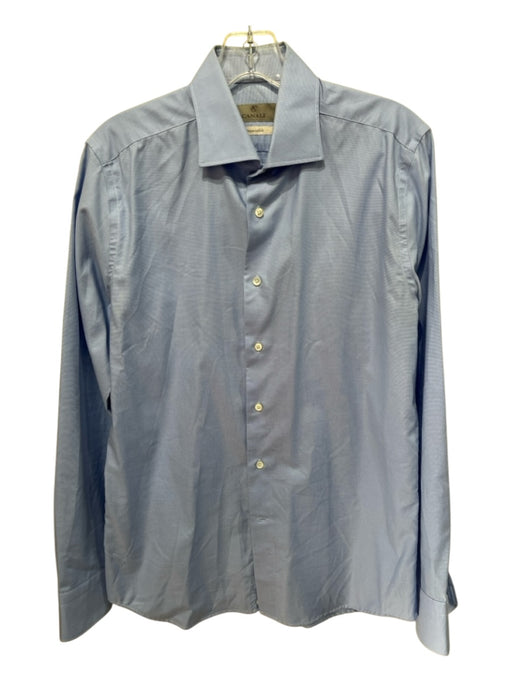 Canali Size 15.5 Blue Cotton Solid Spread Collar Button up Long Sleeve Shirt Blue / 15.5