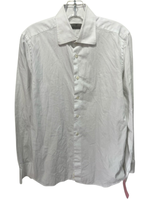 Canali Size 15.5 White Cotton Solid Button Up Men's Long Sleeve Shirt White / 15.5