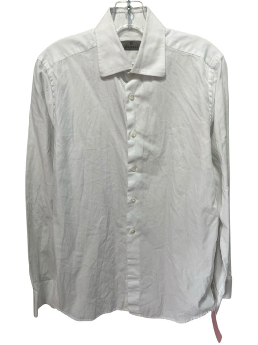 Canali Size 15.5 White Cotton Solid Button Up Men's Long Sleeve Shirt White / 15.5