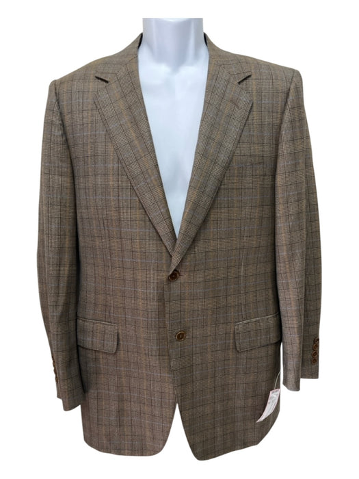 Canali Brown Wool Plaid 2 Button Men's Blazer Brown / 50
