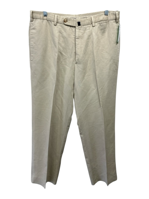 Incotex Size Est 33 Beige Cotton Solid Khaki Men's Pants Beige / Est 33