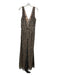 Adriana Papell Size 14 Gray & Beige Polyester Mesh Overlay Embellished Gown Gray & Beige / 14