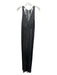 Halston Heritage Black & Silver Polyester Blend V Neck Empire Waist Gown Black & Silver