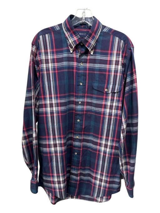 Gant Size M Blue & Multi Cotton Plaid Button Down Men's Long Sleeve Shirt Blue & Multi / M