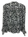 Isabel Marant Size M / 42 Black & Cream Silk Long Sleeve Abstract Top Black & Cream / M / 42