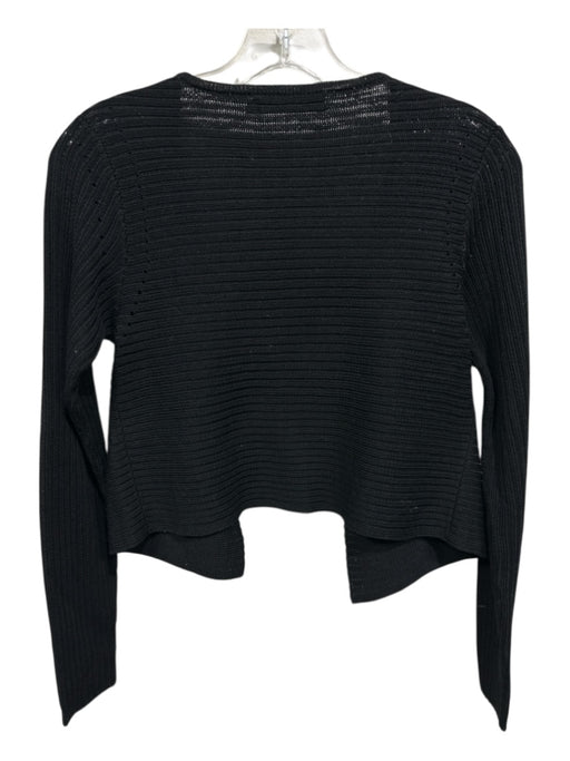 Peruvian Connection Size XS Black Pima Cotton Ribbed Knit Open Front Cardigan Black / XS