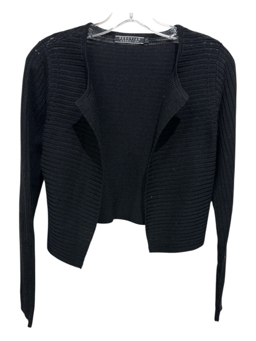 Peruvian Connection Size XS Black Pima Cotton Ribbed Knit Open Front Cardigan Black / XS