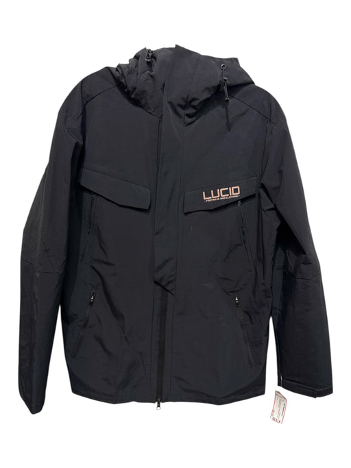 Lucid Size L Black Synthetic Solid Windbreaker Zip Up Men's Jacket Black / L
