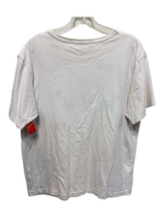 Comme De Garcon Size L White & Green Cotton logo T shirt Crew Men's Short Sleeve White & Green / L