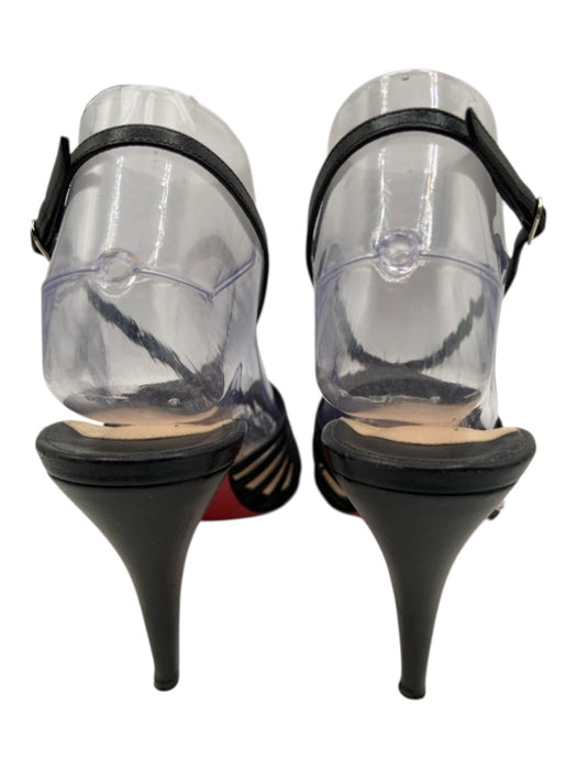 Christian Louboutin Shoe Size 39 Black Leather Slingbacks Peep Toe Sandals Black / 39