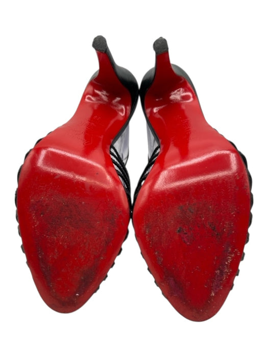 Christian Louboutin Shoe Size 39 Black Leather Slingbacks Peep Toe Sandals Black / 39