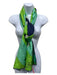 Jacques Fath Green, Navy & Whte Silk Rectangle Abstract Print Rolled Edges scarf Green, Navy & Whte / M