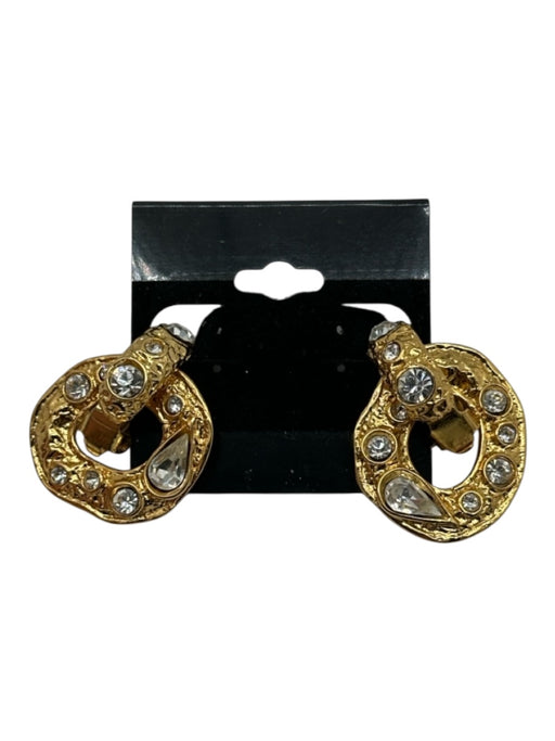 Edouard Rambaud Gold Gold Tone Metal Encrusted Rhinestone Circle Earrings Gold
