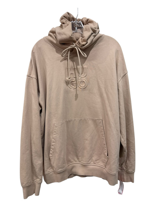 Hugo Boss Size L Beige Cotton Graphic Hoodie Men's Jacket Beige / L
