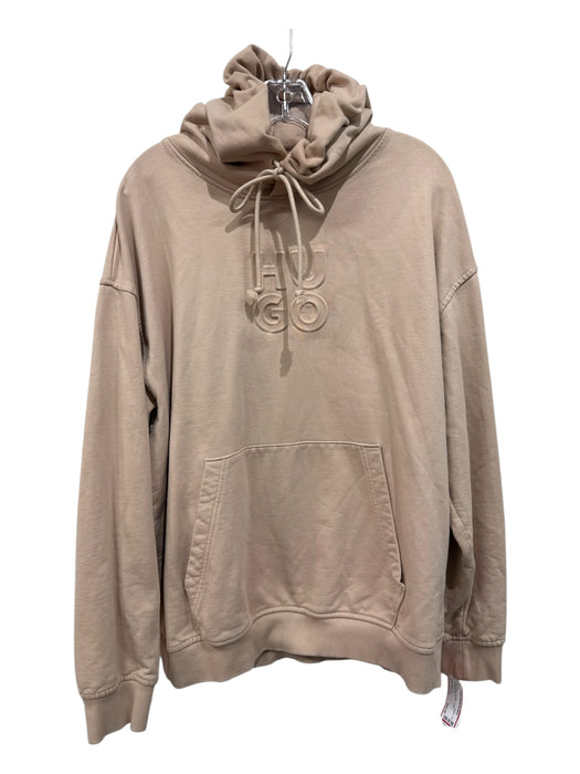 Hugo Boss Size L Beige Cotton Graphic Hoodie Men's Jacket Beige / L