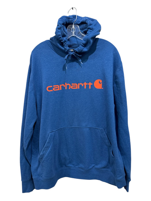 Carhartt Size XL Blue & Orange Cotton Graphic Hoodie Men's Jacket Blue & Orange / XL
