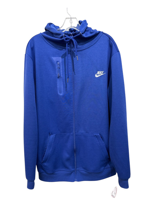 Nike Size XXL Blue Cotton Solid Zipper Men's Jacket Blue / XXL