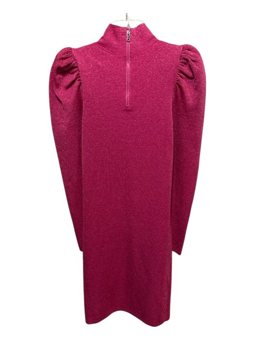 Alice + Olivia Size XL Hot pink Polyester & Wool Sparkle Puff Shoulder Dress Hot pink / XL
