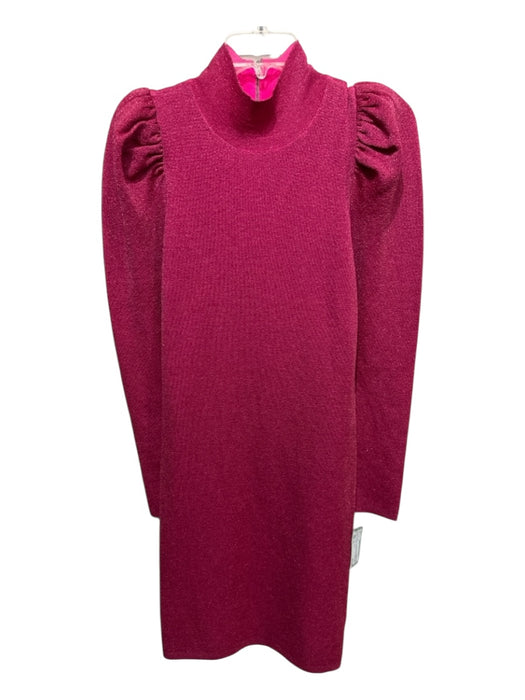 Alice + Olivia Size XL Hot pink Polyester & Wool Sparkle Puff Shoulder Dress Hot pink / XL