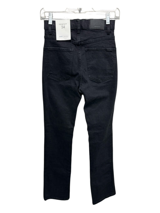 Bershka Size 2 Black Cotton High Waist Slim Straight Leg Zip & Button Jeans Black / 2