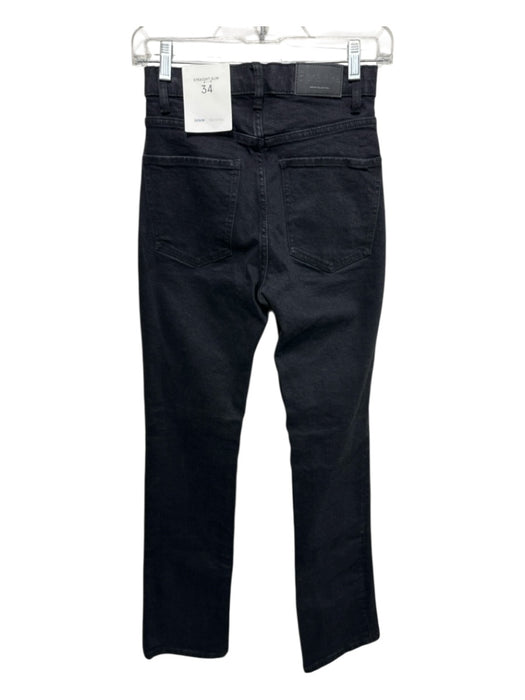 Bershka Size 2 Black Cotton High Waist Slim Straight Leg Zip & Button Jeans Black / 2