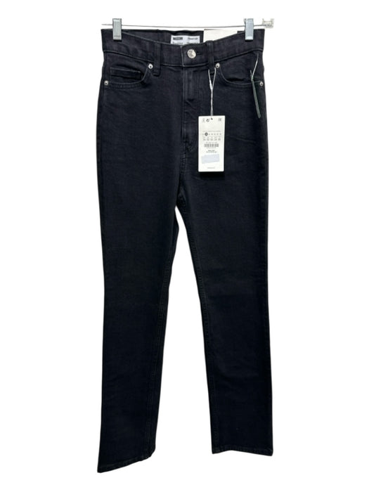 Bershka Size 2 Black Cotton High Waist Slim Straight Leg Zip & Button Jeans Black / 2