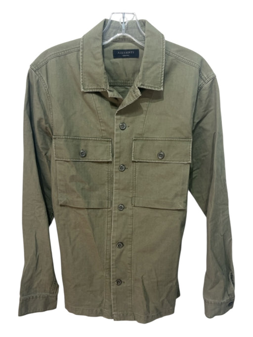 ALLSAINTS Size M Green Cotton Blend Solid Front Pocket Men's Jacket Green / M
