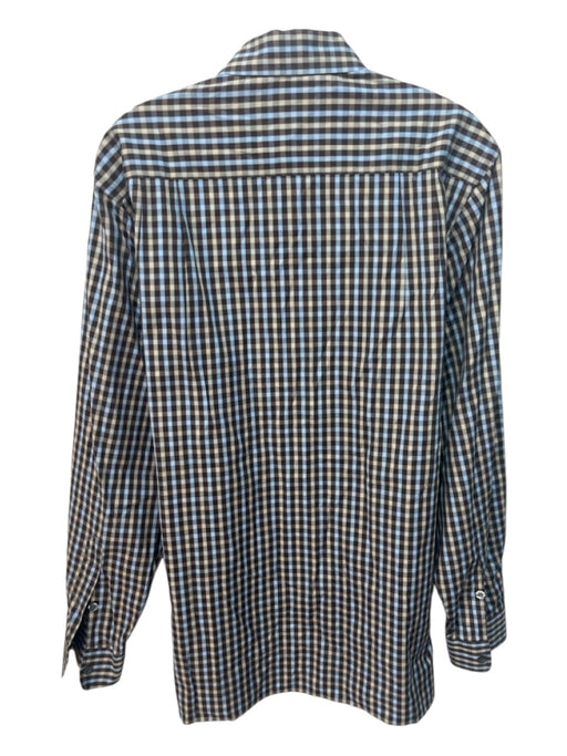 Zegna Size M Brown & Tan Cotton Plaid Button Up Men's Long Sleeve Shirt Brown & Tan / M