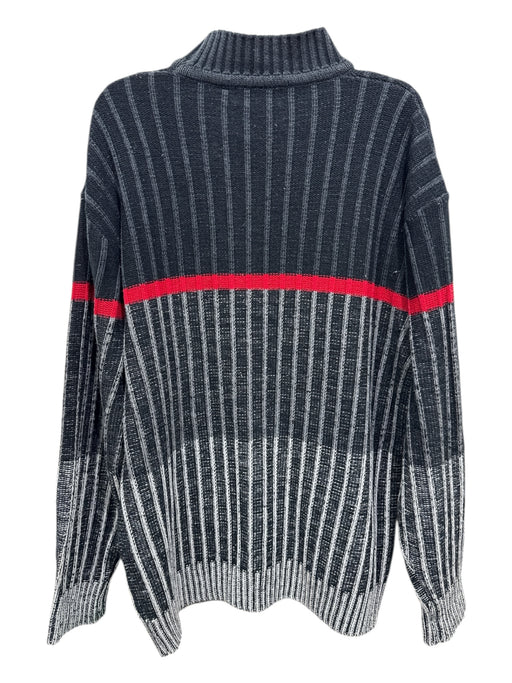 Koman Size XL Black & Red Acrylic Ribbed Mock Neck Men's Sweater Black & Red / XL