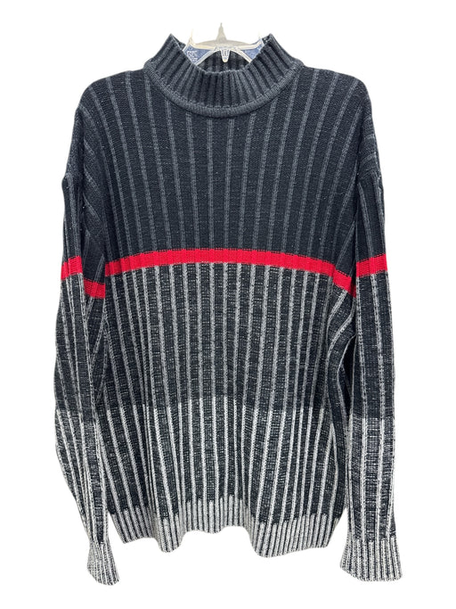 Koman Size XL Black & Red Acrylic Ribbed Mock Neck Men's Sweater Black & Red / XL