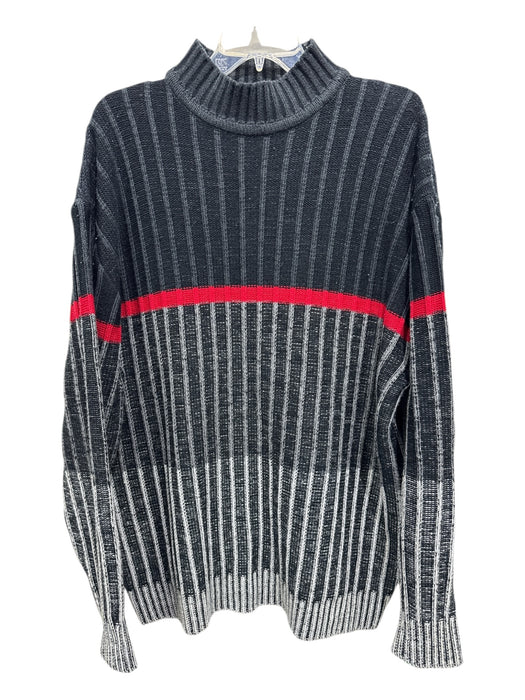 Koman Size XL Black & Red Acrylic Ribbed Mock Neck Men's Sweater Black & Red / XL