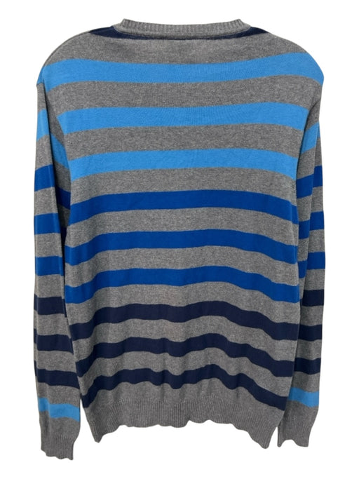 Adidas Size M Gray & Blue Cotton Striped Crew Men's Sweater Gray & Blue / M