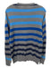 Adidas Size M Gray & Blue Cotton Striped Crew Men's Sweater Gray & Blue / M
