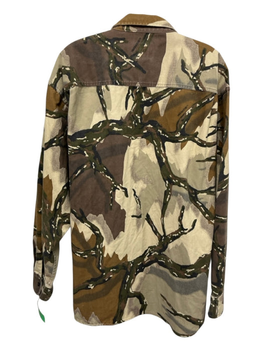 Cabelas Size XL Green Cotton Blend Camo Button Up Men's Long Sleeve Shirt Green / XL