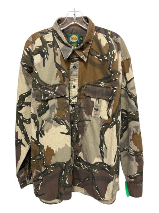 Cabelas Size XL Green Cotton Blend Camo Button Up Men's Long Sleeve Shirt Green / XL