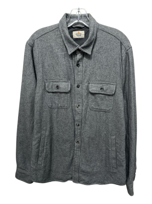Marine Layer Size S Gray Cotton Blend Solid Button Up Men's Long Sleeve Shirt Gray / S
