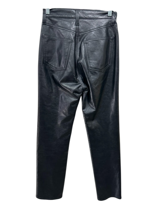 Agolde Size 23 Black Leather Blend PU Leather Solid High Rise Straight Pants Black / 23