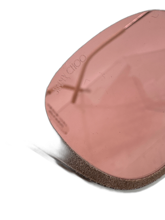 Jimmy Choo Pink & Silver Metal & Leather Glitter Fabric Block Cat Eye Sunglasses Pink & Silver